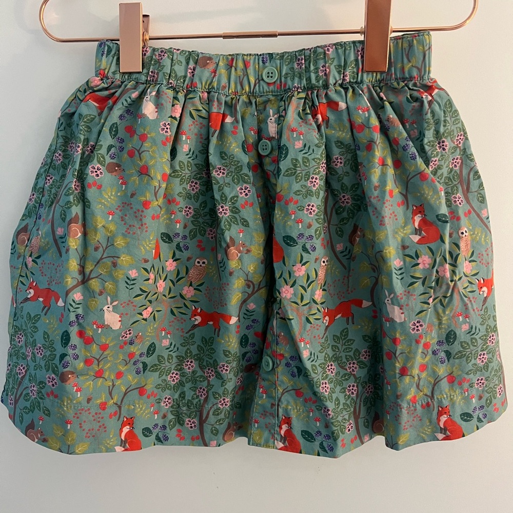 Mini Boden Green Floral Animal Print Skirt 5-6Y